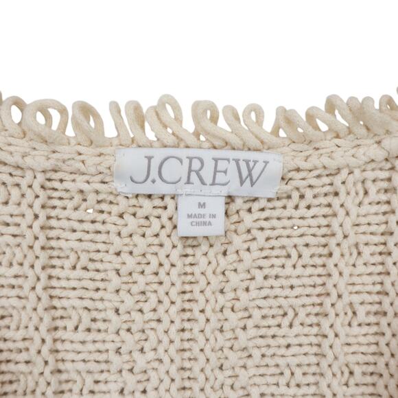 J.Crew Textured Cable-Knit Wool-Blend Lady Jacket With Fringe Bone Cream Medium - Picture 7 of 8